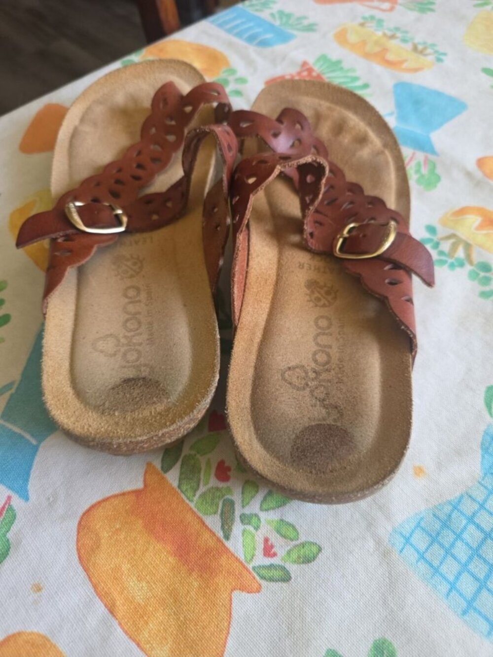 Yokono Brown Leather Sandals Slides Made in Spain Women's Sz 8 - Picture 8 of 8